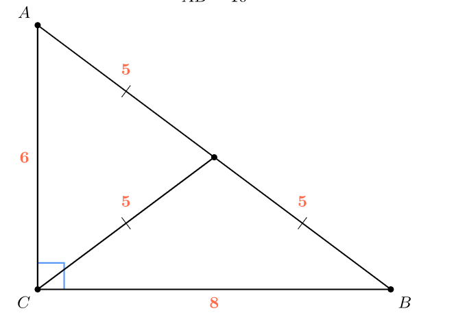 Прямоугольный треугольник с медианой