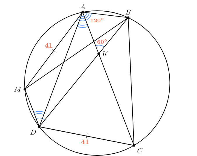 Вписанный четырёхугольник с диагоналями